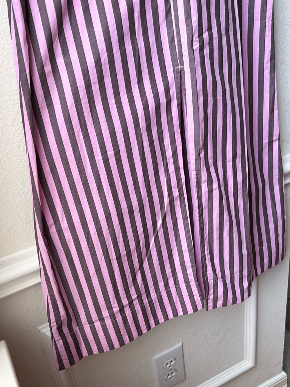 NWT Ganni Cutout Bonbon Purple Brown striped cotton-poplin maxi dress Sz 4 - Picture 12 of 15